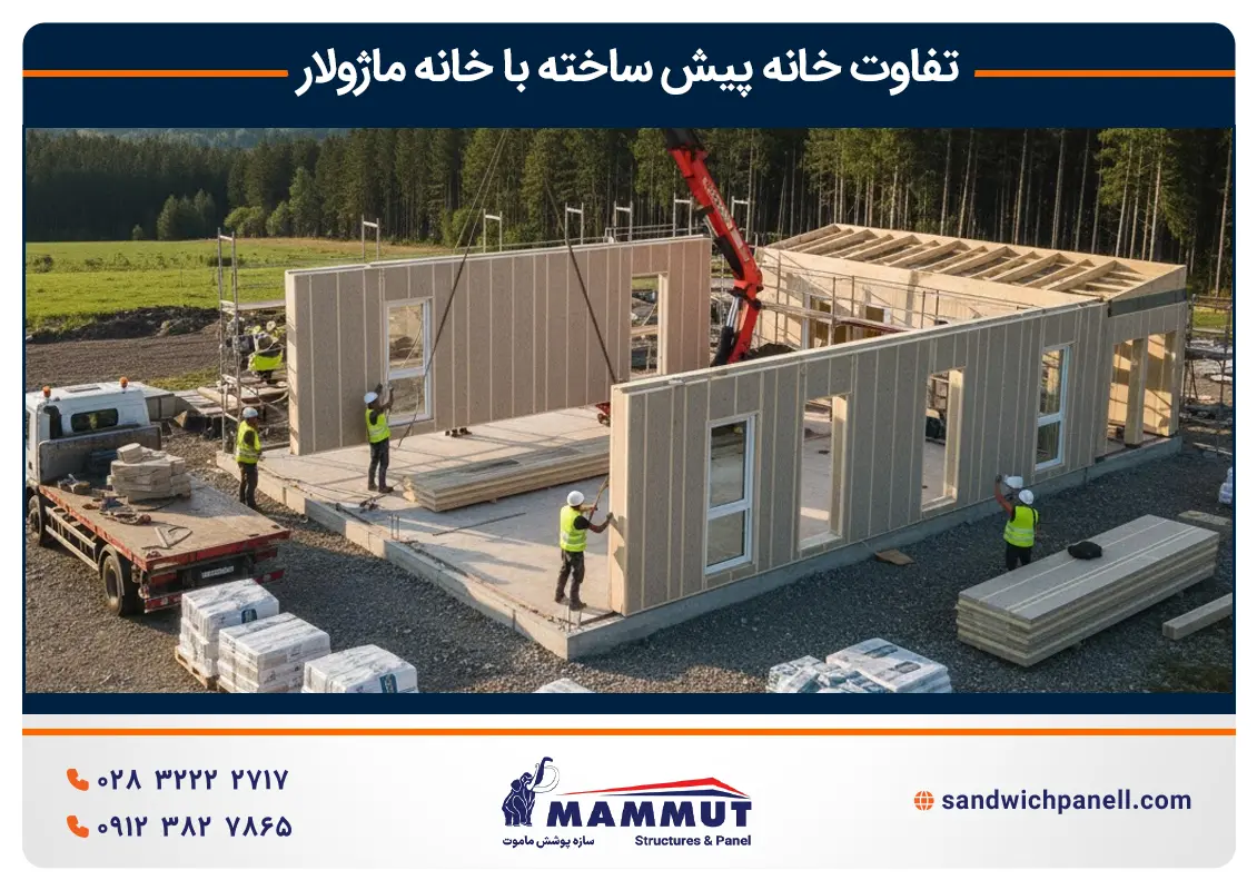 خانه ماژولار در حال نصب