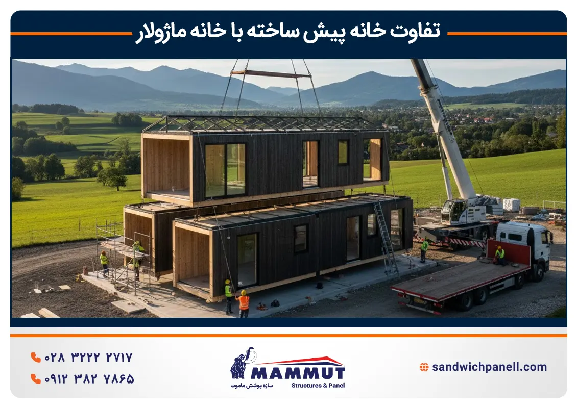 خانه پیش ساخته در حال نصب