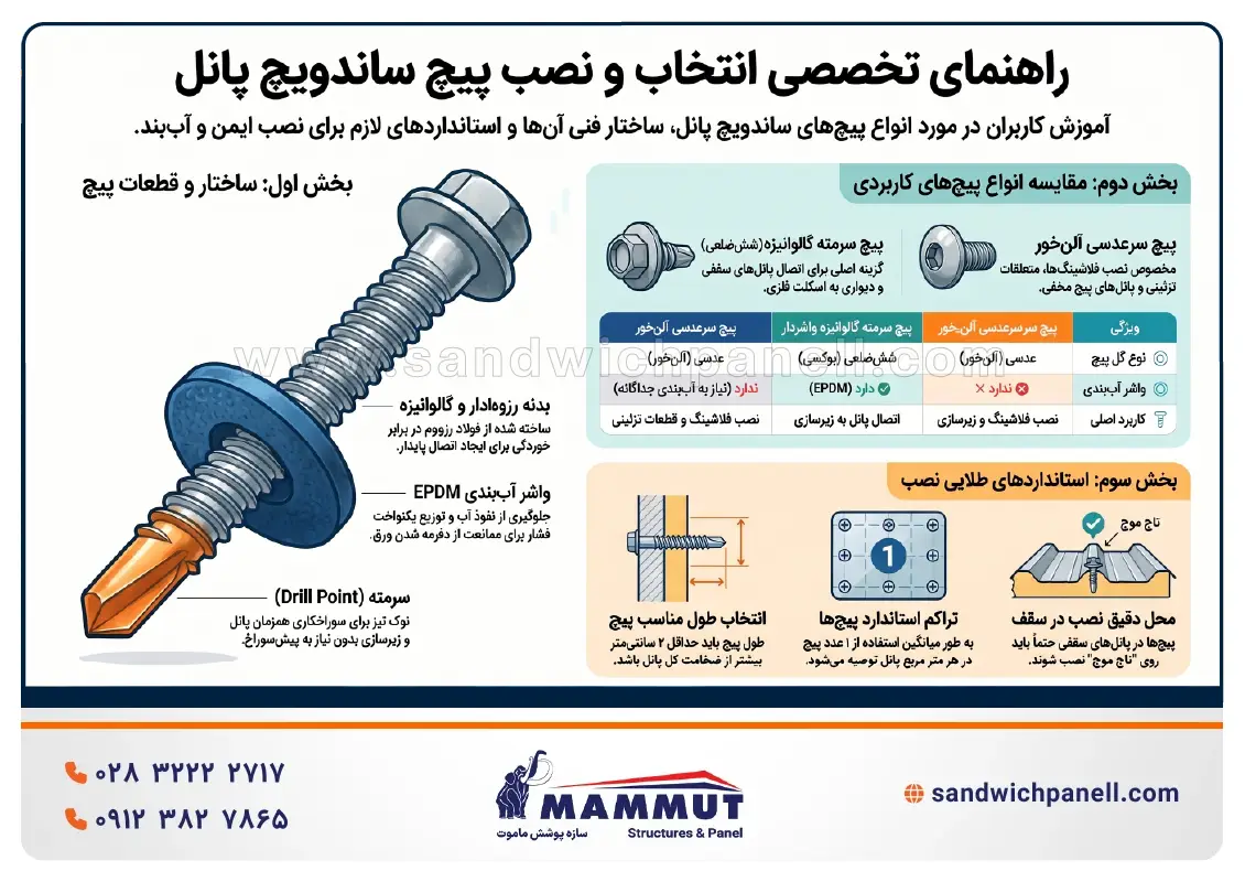 انواع پیچ ساندویچ پانل
