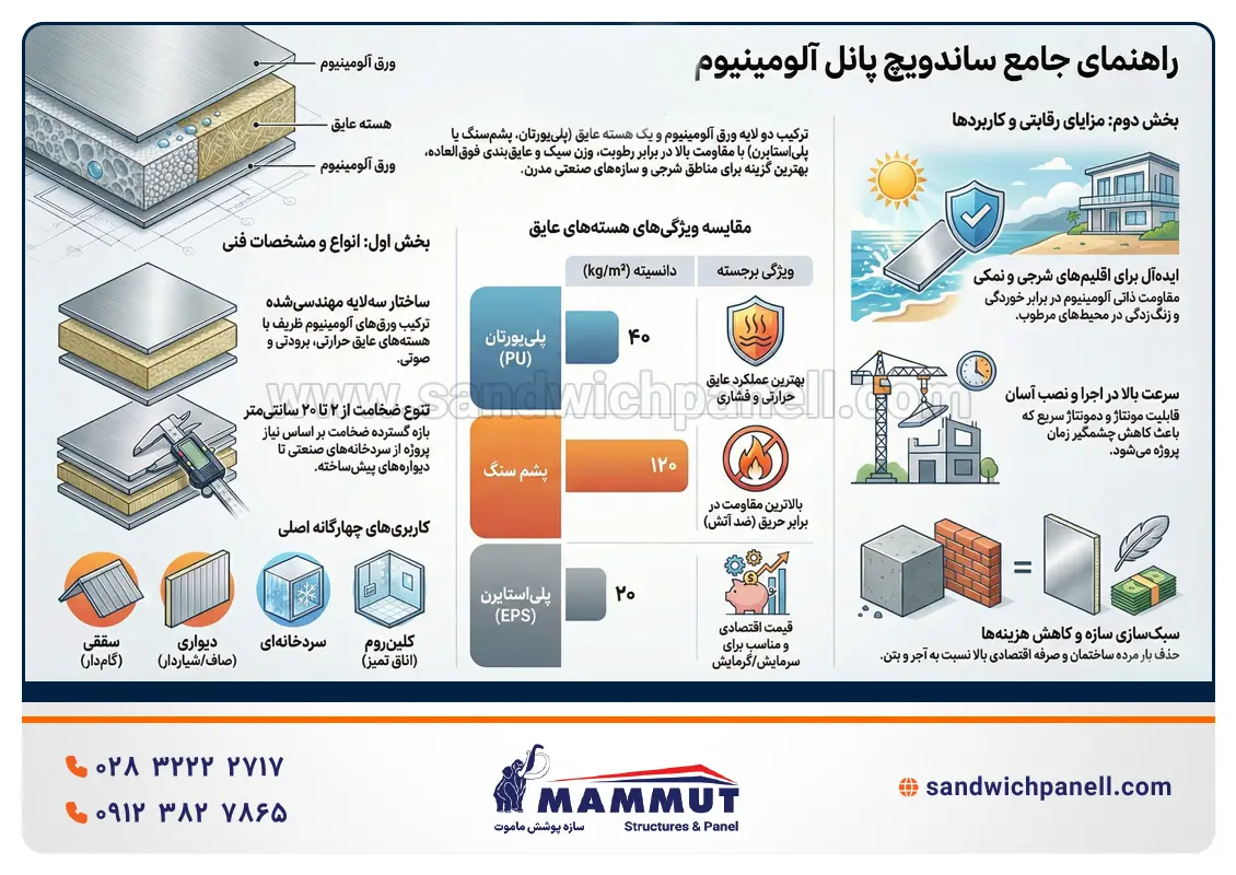 اینفوگرافیک ساندویچ پانل آلومینیوم