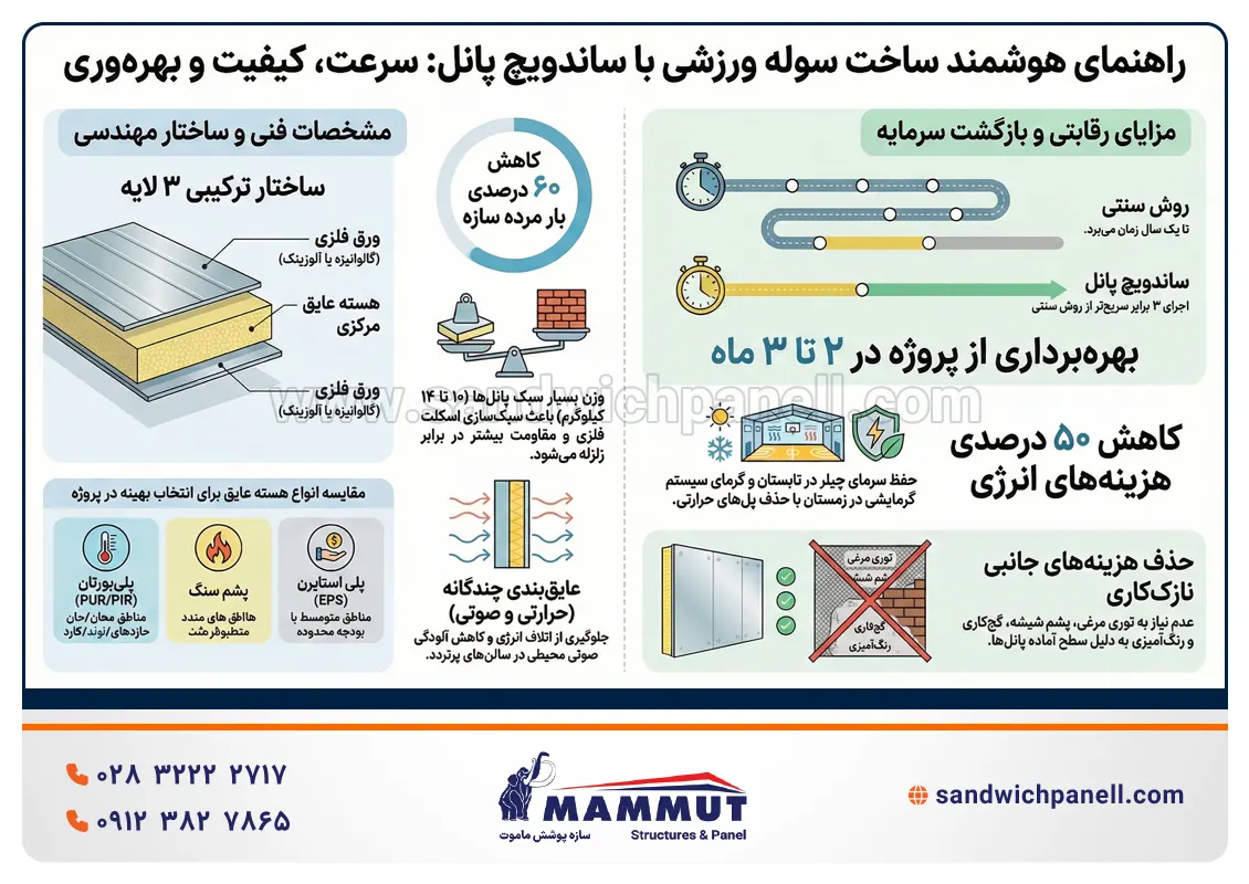 راهنمای ساخت سوله ورزشی با ساندویچ پانل