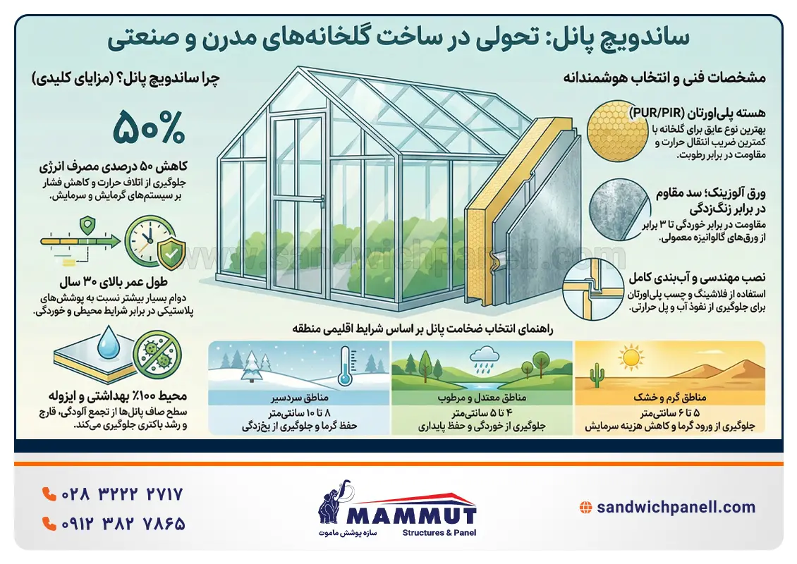 ساخت گلخانه با ساندویچ پانل - اینفوگرافیک
