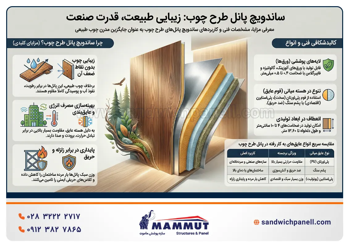 ساندویچ پانل طرح چوب