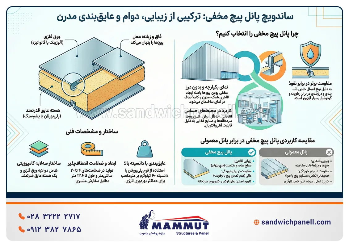 ساندویچ پانل پیچ مخفی