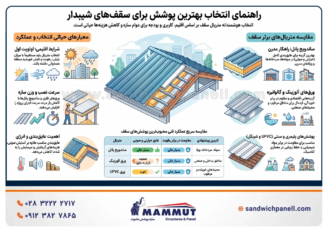 انواع متریال پوشش سقف شیروانی
