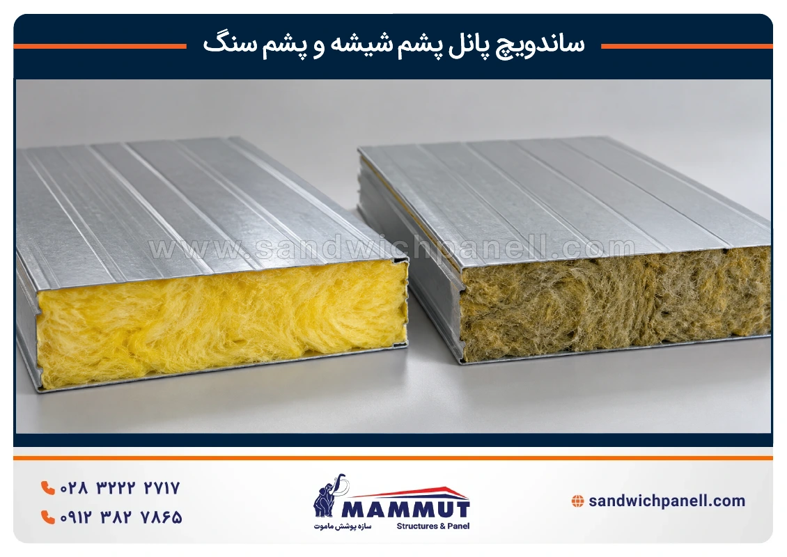 ساندویچ پانل پشم شیشه و پشم سنگ